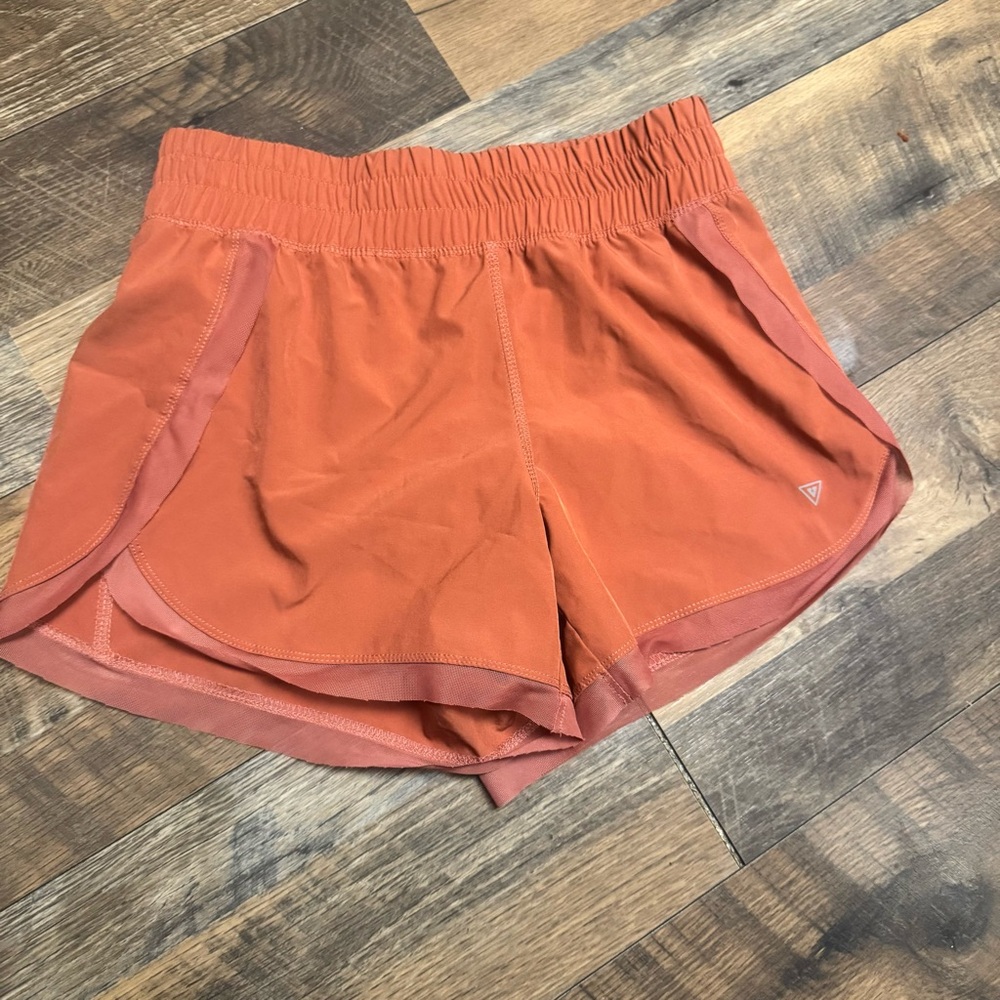 Women’s Athletic Rust Orange Running Shorts with Elastic Waist